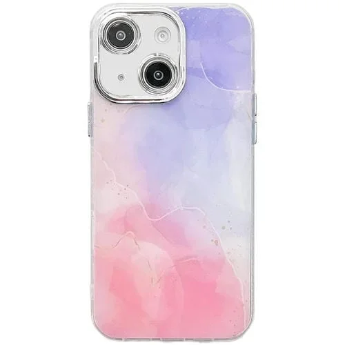 Funda para Teléfono iPhone 15 Textura Mármol Galvanizado (Púrpura Rosa)