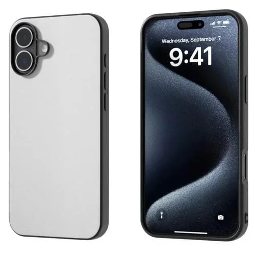 Funda para Teléfono iPhone 16 Plus Cobertura Total con Marco de Cuero Pu (Blanco)