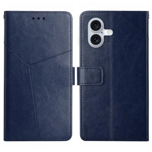 Funda para Teléfono iPhone 16 Plus Ht01 Cuero con Tapa y Patrón (Azul)