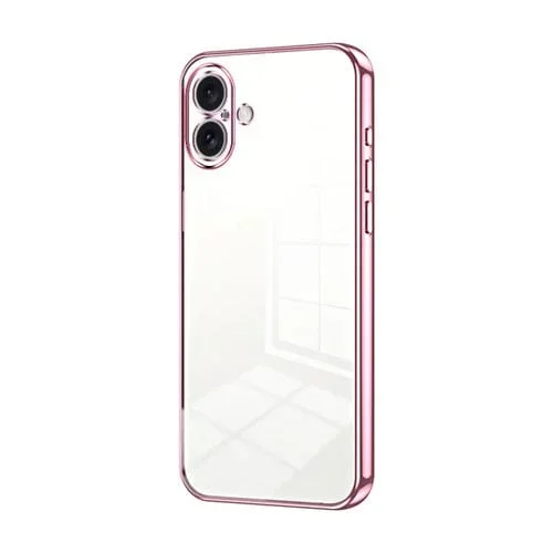 Funda para Teléfono iPhone 16 Plus Orificios Finos Revestimiento Transparente (Rosa)