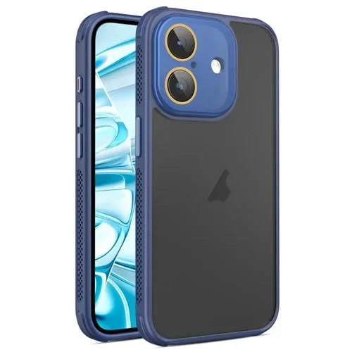 Funda para Teléfono iPhone 16 Plus Tacto de Piel y Enfriamiento Lateral (Azul)