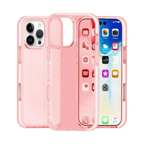 Funda para Teléfono iPhone 16 Pro Max TPU Alta Transparencia a Prueba de Golpes (Rosa)