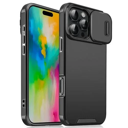 Funda para Teléfono iPhone 16 Pro Sliding Camshield TPU + PC (Negro)