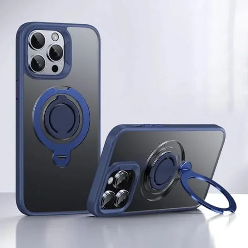 Funda para Teléfono iPhone 16 Pro Soporte Anillo Giratorio Magnético Magsafe (Azul)