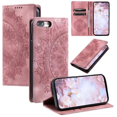 Funda para Teléfono iPhone 8 Plus/7 Plus Cuero Magnético con Relieve de Tótem (Oro Rosa)
