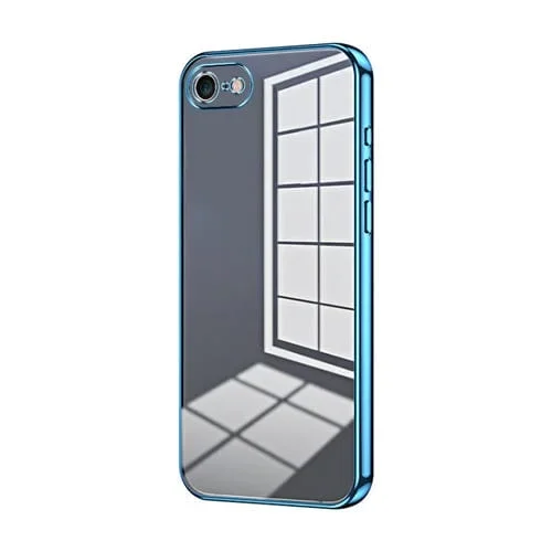 Funda para Teléfono iPhone SE 2022/2020/8/7 con Orificio Fino y Revestimiento Transparente (Azul)