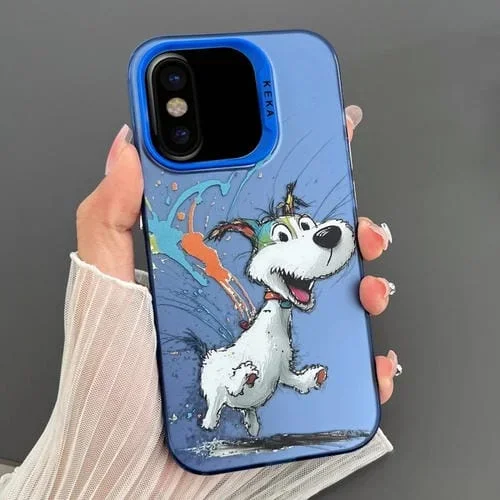 Funda para Teléfono iPhone X Xs Imd Animal Graffiti TPU y PC Doble Cara (Perro Corriendo)