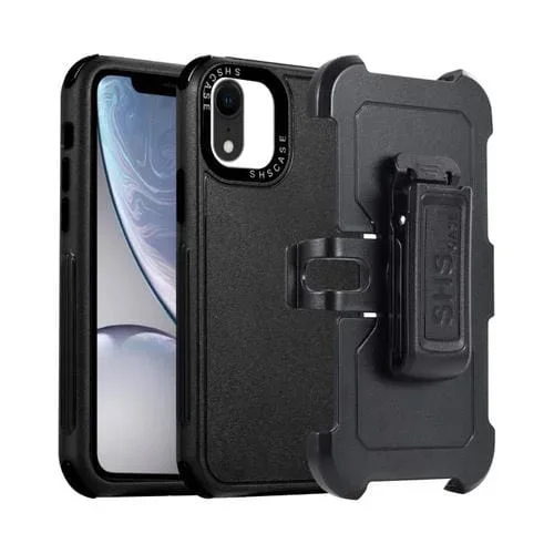 Funda para Teléfono iPhone Xr 3 en 1 PC con Funda Deslizante de TPU (Negro)