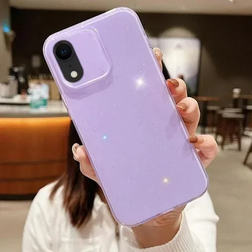 Funda para Teléfono iPhone Xr Jelly Glitter TPU Color Sólido (Púrpura)