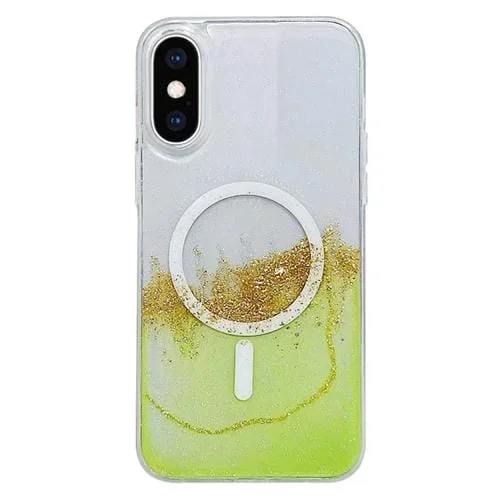 Funda para Teléfono iPhone Xs Max Magsafe Gilding Hybrid Clear TPU (Verde)