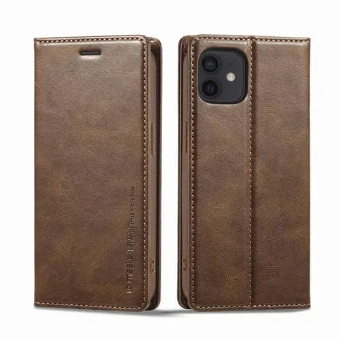 Funda para teléfono LC.Imeeke iPhone 11 Rfid cuero antirrobo (Marrón)