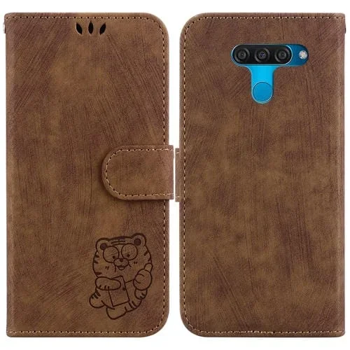 Funda para Teléfono LG K50 / Q60 Cuero con Relieve Little Tiger (Marrón)