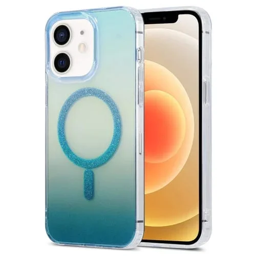 Funda para Teléfono Magic Diamond Blu-Ray Magsafe para iPhone 12 (Degradado Azul Blanco)
