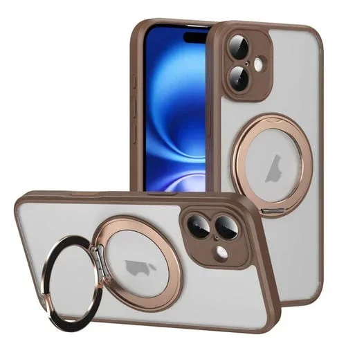 Funda para Teléfono Magsafe con Soporte Giratorio para iPhone 16 con Botón Ai (Dorado)