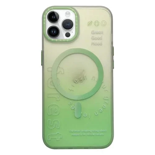 Funda para Teléfono Magsafe iPhone 12 Pro Max Doble Capa Degradado Esmerilado (Verde)