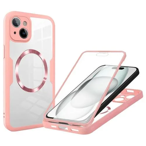 Funda para Teléfono Magsafe iPhone 15 Plus Textura de Cd (Rosa)