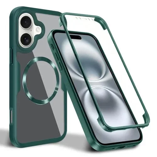 Funda para Teléfono Magsafe iPhone 16 Plus Textura de Cd (Verde)