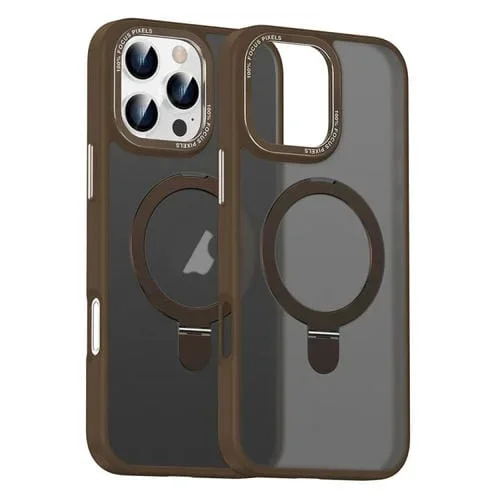 Funda para Teléfono Magsafe iPhone 16 Pro Soporte Magnético Tacto de Piel (Bronce Dorado)
