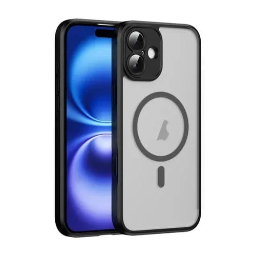 Funda para Teléfono Magsafe Translúcida Esmerilada con Botón Ai para iPhone 16 Plus (Negra)