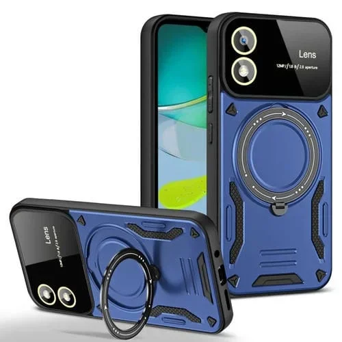 Funda para Teléfono Motorola Moto E13 con Soporte Magsafe y Ventana Grande (Azul)
