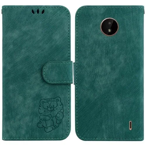 Funda para Teléfono Nokia C20 / C10 Cuero con Relieve Little Tiger (Verde)