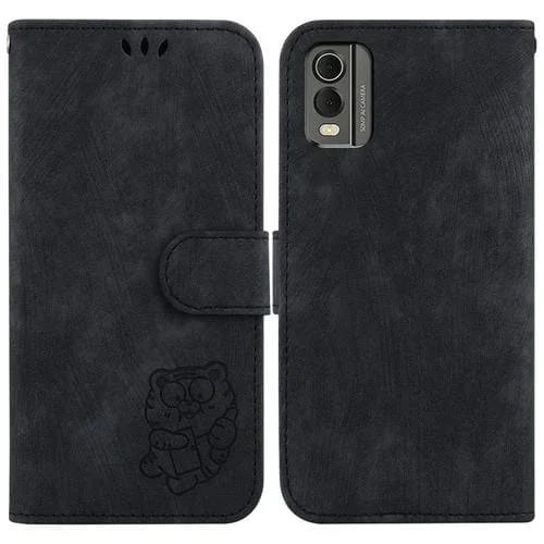 Funda para Teléfono Nokia C32 Cuero con Relieve Little Tiger (Negro)