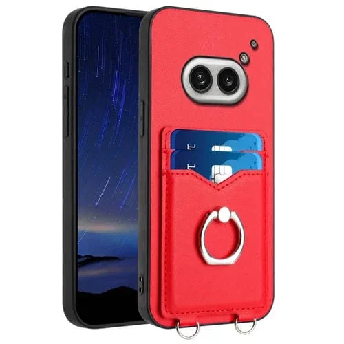 Funda para Teléfono Nothing Phone 2A R20 con Soporte Tarjeta Anillo (Rojo)