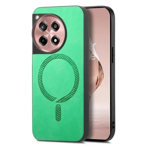 Funda para Teléfono OnePlus Ace 3/12R 5G con Tapa Trasera de PU Magsafe Retro (Verde)