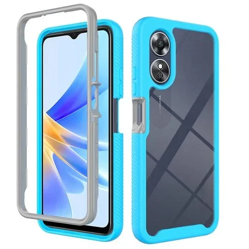 Funda para Teléfono Oppo A17 4G Starry Sky de Color Sólido a Prueba de Golpes de TPU Transparente para PC (Azul Cielo)