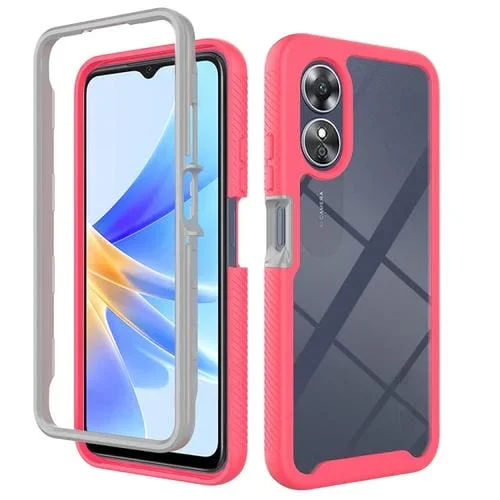Funda para Teléfono Oppo A17 4G Starry Sky de Color Sólido a Prueba de Golpes de TPU Transparente para PC (Rosa)