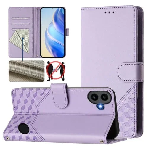 Funda para Teléfono Piel RFID con Relieve Panal For Nothing Phone 1 (Morado Claro)