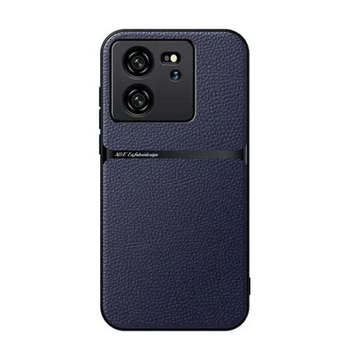 Funda para Teléfono Redmi K60 Ultra Litchi de Cuero con Cobertura Total Magnética y a Prueba de Golpes (Azul Marino)