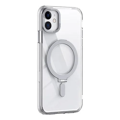 Funda para teléfono Skin Feel Magsafe para iPhone 11 a prueba de golpes con soporte (Blanco)