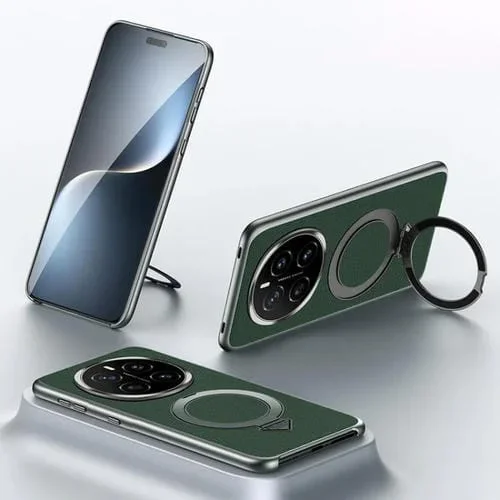 Funda para Teléfono Sulada Honor Magic7 con Soporte Magnético Magsafe de Cuero de Grano Superior (Verde)
