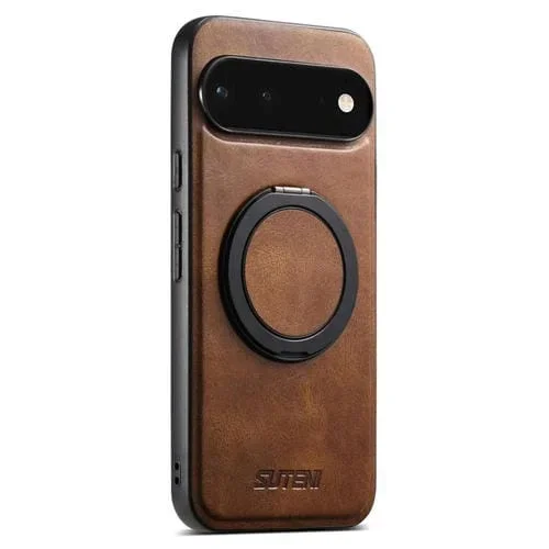Funda para Teléfono Suteni G3 con Soporte Giratorio 360° y Cera de Aceite para Google Pixel 6 (Marrón)