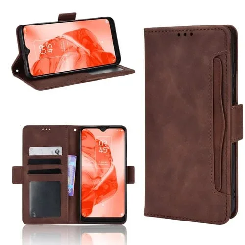Funda para Teléfono TCL 205 de Cuero con Patrón de Piel (Marrón)