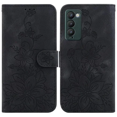 Funda para Teléfono Tecno Camon 18/18 P Lily Cuero En Relieve (Negro)
