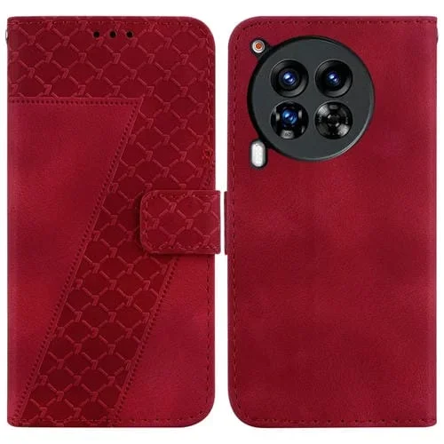 Funda para Teléfono Tecno Camon 30 Premier 5G Cuero con Relieve en Forma de Siete (Rojo)