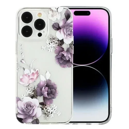 Funda para Teléfono TPU Apple iPhone 14 Pro con Patrón de Pintura Colorida (Peonía)