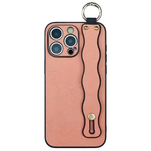 Funda para Teléfono TPU con Soporte de Pulsera Ondulado iPhone 13 Pro (Rosa)