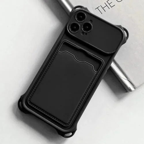Funda para Teléfono TPU Esmerilado iPhone 14 Pro Max con Ranura para Tarjeta y Protección Antigolpes (Negro)