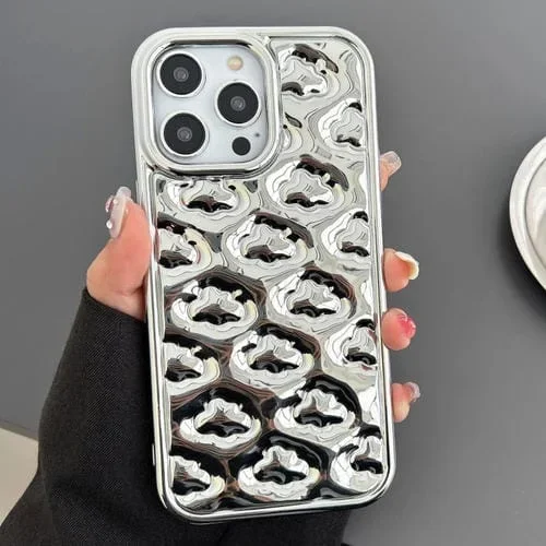 Funda para Teléfono TPU Galvanizada iPhone 12 Pro Max con Textura de Nube (Plateada)