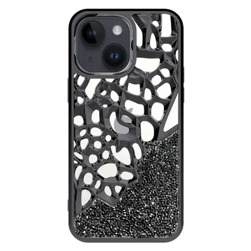 Funda para Teléfono TPU Galvanizada iPhone 13 Disipación de Calor Hueca Estilo Diamante (Negro)