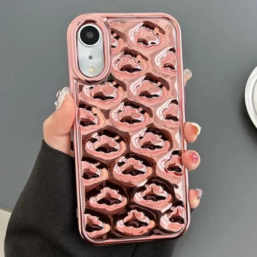 Funda para Teléfono TPU Galvanizada iPhone Xr Textura de Nube (Oro Rosa)
