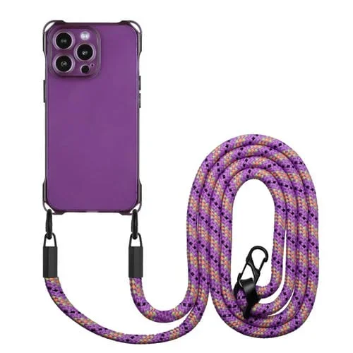 Funda para Teléfono TPU iPhone 12 Pro a Prueba de Golpes Cuatro Esquinas con Cordón (Púrpura)