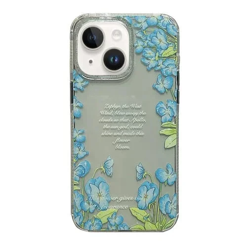 Funda para teléfono TPU iPhone 13 Crystal Ice Cooling a prueba de golpes (Flor Azul)