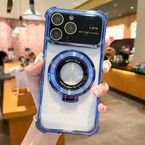 Funda para Teléfono TPU iPhone 13 Pro Max Magsafe Holder a Prueba de Golpes con Película para Lentes (Azul)