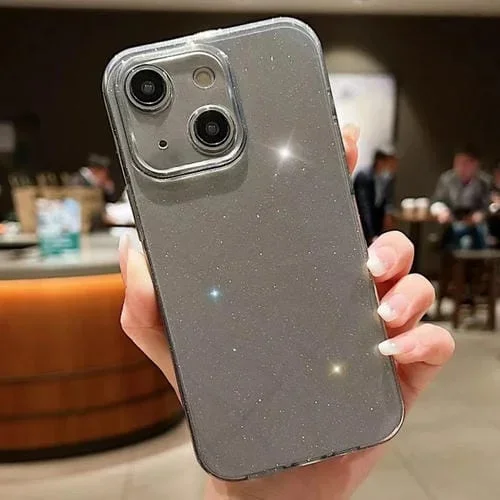 Funda para Teléfono TPU iPhone 15 Jelly Glitter Color Sólido (Gris)