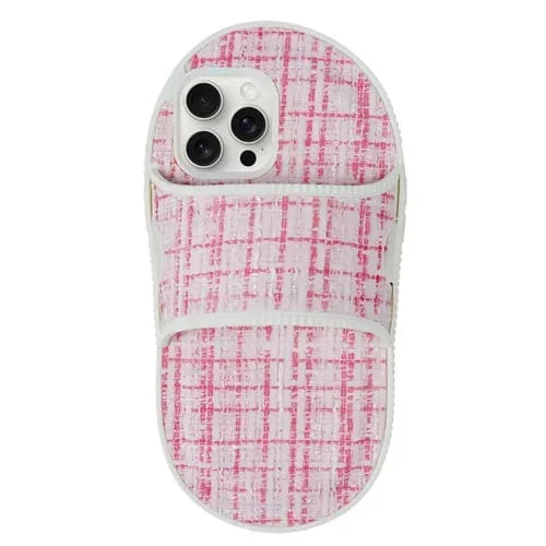 Funda para Teléfono TPU iPhone 15 Pro Diseño Zapatilla Franela (Rojo Claro)
