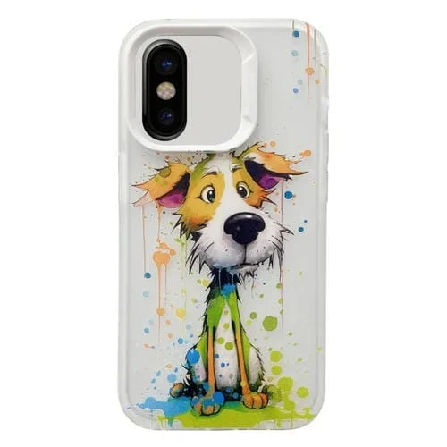 Funda para Teléfono TPU iPhone X Xs Animales Tinta Color Pintado (Perro Graffiti)